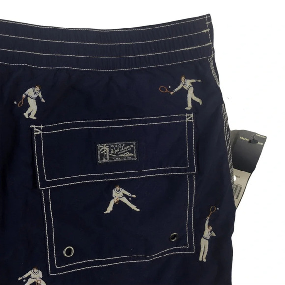 SH288 NWT Polo Ralph Lauren Designer Lined Tennis Player Swim Trunks S $85 - Picture 6 of 7